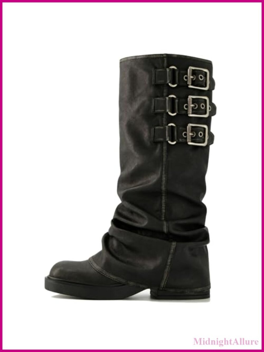 Fold Over Knee High Slouch Boots Chunky Platform Goth Women's